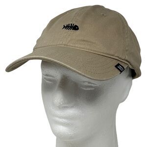 Fishbone Dad Hat Baseball Cap Fish Block Headwear Six Panel Strapback Beige
